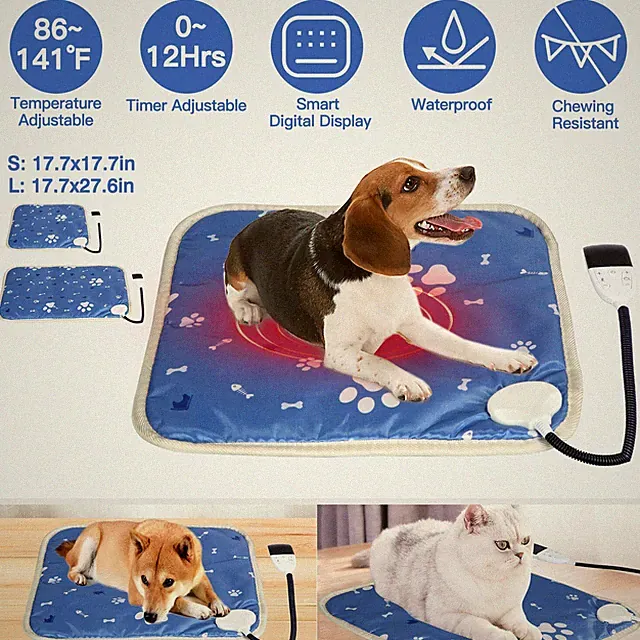 27" Pet Heating Pad Electric Blanket Warmer Waterproof Mat Mattress Cat Dog Bed