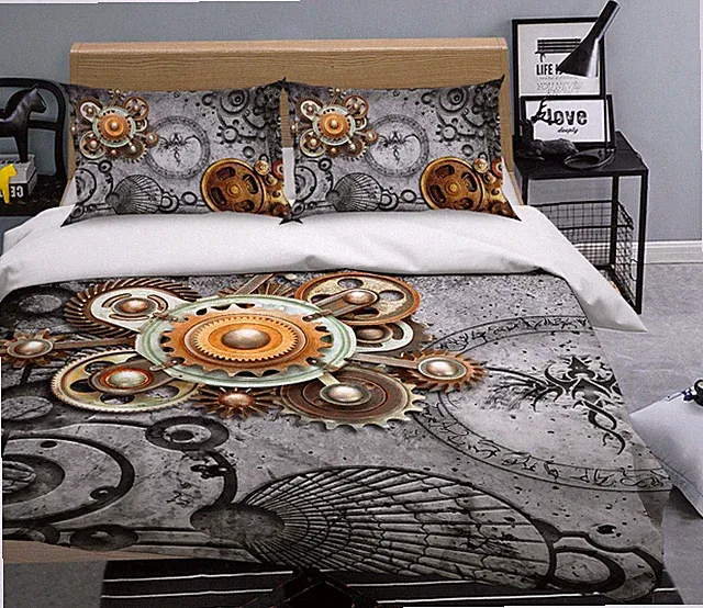 3D Gear Shape ZHUA390 Bed Pillowcases Quilt Duvet Cover Set Queen King Amy