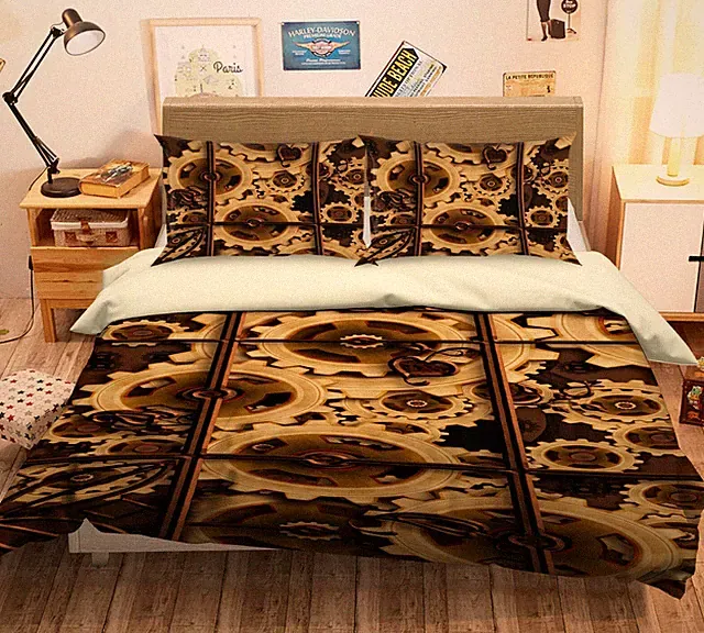 3D Retro Gear Love ZHUA394 Bed Pillowcases Quilt Duvet Cover Set Queen King Amy