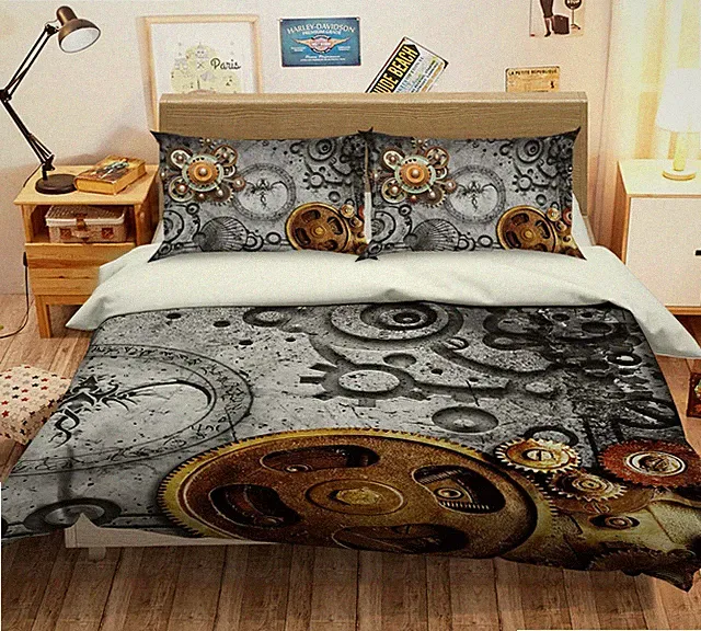3D Retro Gear ZHUA391 Bed Pillowcases Quilt Duvet Cover Set Queen King Amy