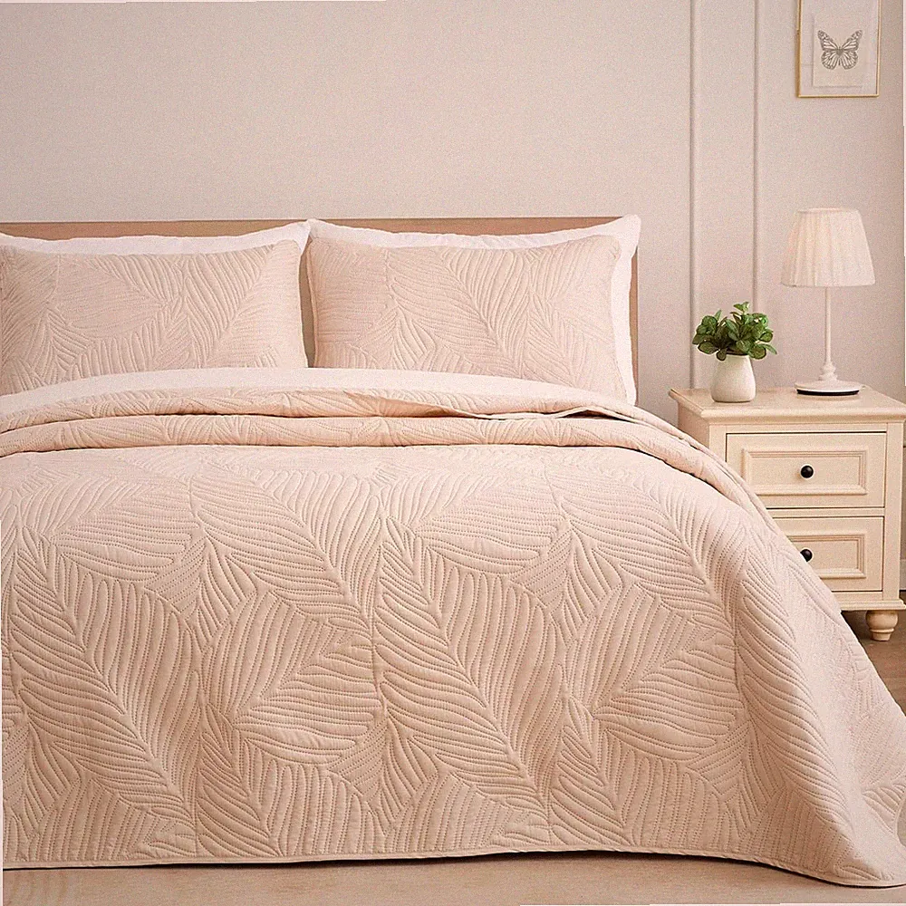 Bedding Set, Lightweight Bridget Beige Soft Microfiber Bedspreads