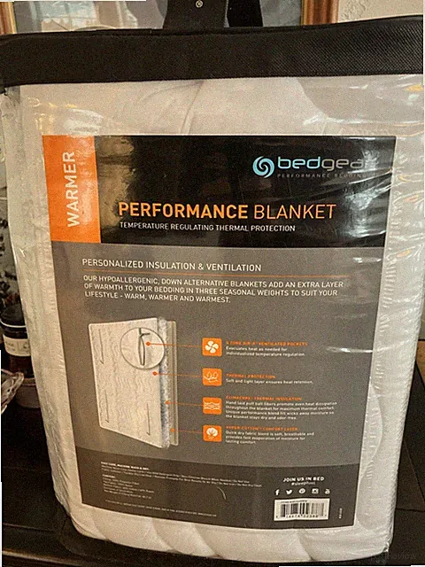 Bedgear Performance Blanket (Warmer) temperature Regulating Thermal Protection