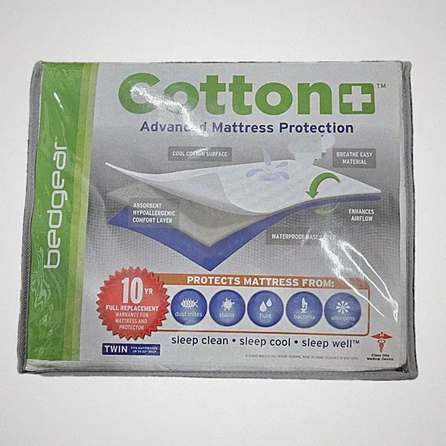 Bedgear Twin Cotton + Performance Cooling Mattress Protector Pad waterproof