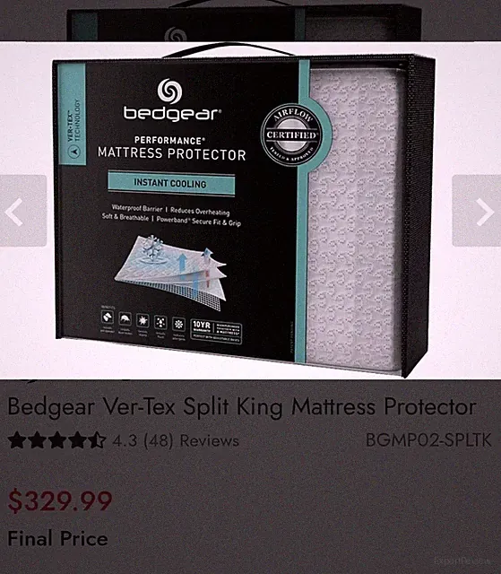 Bedgear Ver-Tex Performance Mattress Protector K Instant Cooling and Waterproof