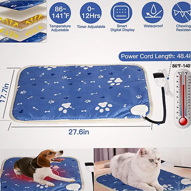 Electric Pet Heating Pad Warmer Heater Bed Heated Mat Dog Cat Blanket Waterproof