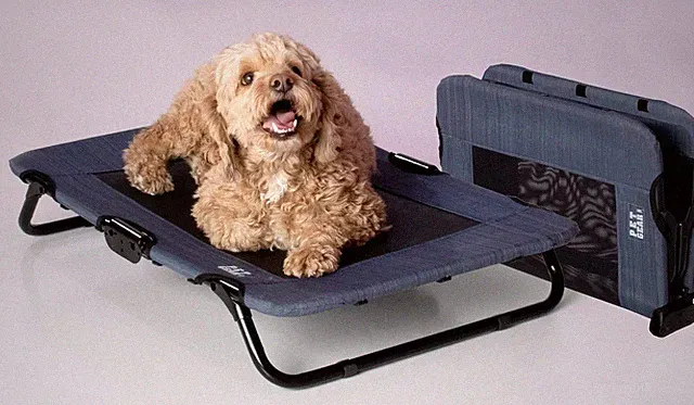 Elevated Pet Cot Bed - Breathable Mesh Travel Bed for Indoor Outdoor Comfort