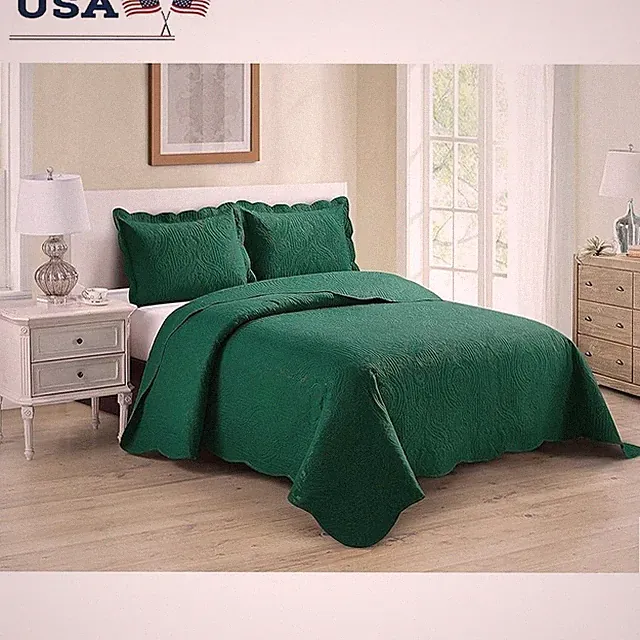 Microfiber 3pc Full Queen Bedspread Set Soft Mattress Cover Pillow Shams New