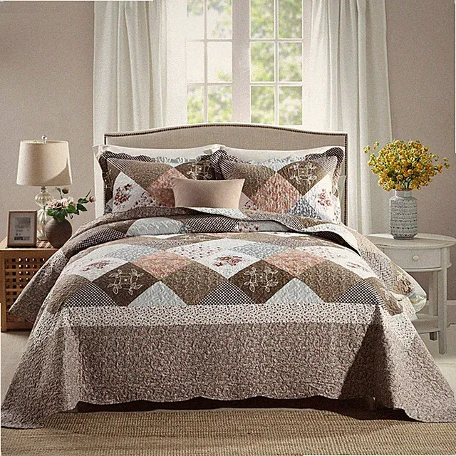 Travan 3-Piece Queen Quilt Sets with Shams Oversized Bedding Bedspread Revers...
