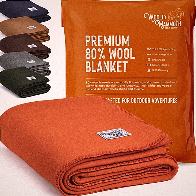 Woolly Mammoth Merino Wool Blanket - Large 66" x 90", 4LBS Camp Blanket | Thr...